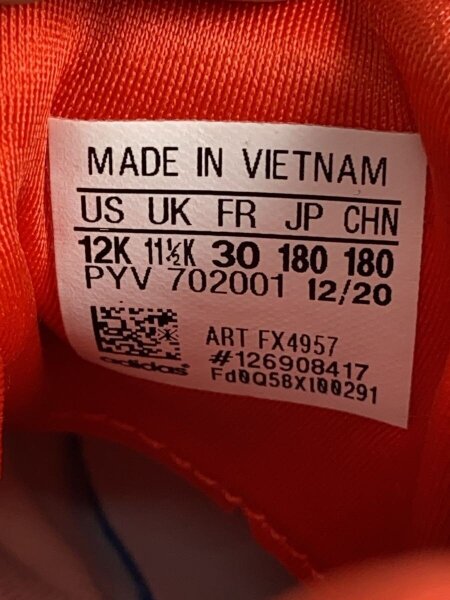 あ adidas(アディダス) / キッズ靴/18cm/スニーカー/オレンジ/FX4957