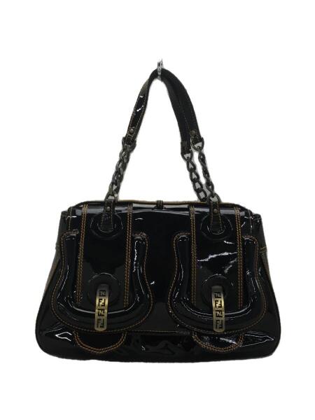 FENDI(フェンディ) / チェーンショルダーバッグ/エナメル/BLK/無地 