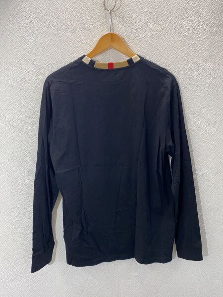 BURBERRY / Check Neck Long Sleeve T-Shirt/M/コットン/BLK/8091045 BURBERRY(バーバリー) / Check Neck Long Sleeve T-Shirt/M/コットン