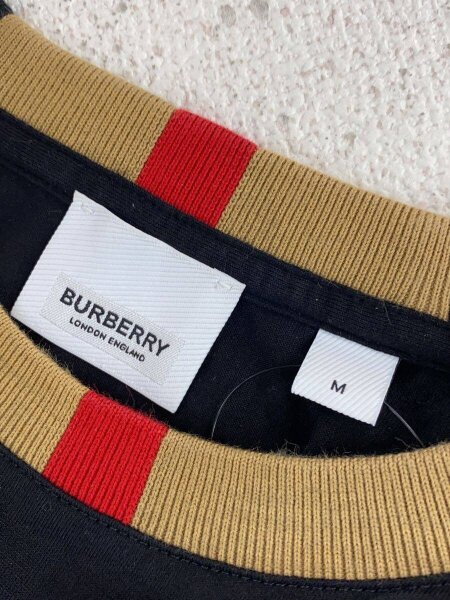 BURBERRY(バーバリー) / Check Neck Long Sleeve T-Shirt/M/コットン