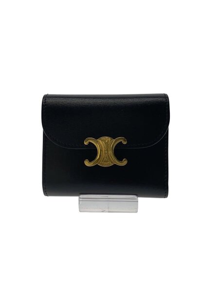 CELINE(セリーヌ) / 3つ折り財布/レザー/BLK/無地/レディース 