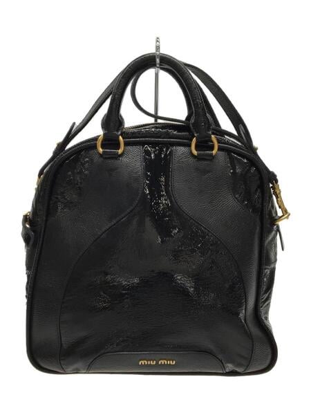 miumiu ミュウミュウ 2WAYバッグ エナメルレザー ブラック