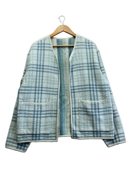 Kith ノーカラーチェックジャケット KITH(キス) / リバーシブルノーカラージャケット/--/コットン/BLU