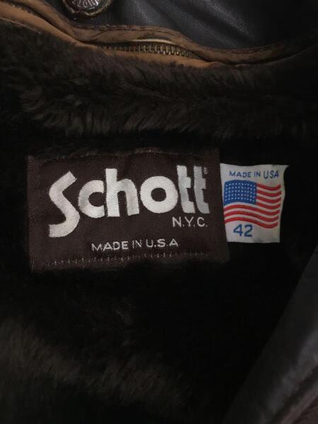 Schott(ショット) / レザージャケット・ブルゾン/ボア/42/牛革/BRW