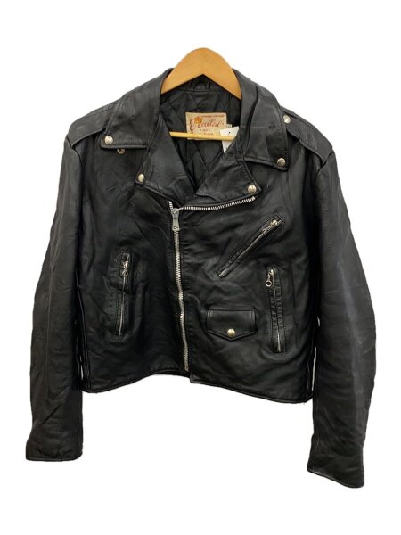 雰囲気◎ 70s USA製 Excelled ダブルライダース レザージャケット 70s 70年代 アメリカ製 レザージャケット 革ジャン 黒 ブラック