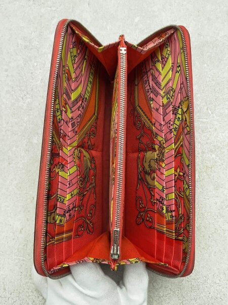 HERMES(エルメス) / アザップ/シルクイン/長財布/レザー/RED/無地 