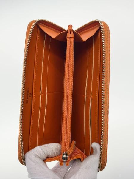 CHANEL ココマーク　オレンジレザー 長財布 シャネル 長財布 ファスナー付き 財布 ココマーク オレンジ CHANEL