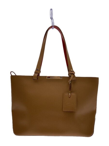 中古】LONGCHAMP(ロンシャン) トートバッグ ベージュ×ブラウン レザー 