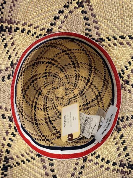 THOM BROWNE. NEW YORK / ストローハット/S/CRM/チェック/メンズ THOM BROWNE. NEW YORK(トムブラウンニューヨーク) / ストローハット/S