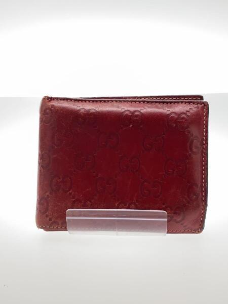 GUCCI レザー 二つ折り財布 レッド GUCCI(グッチ) / 2つ折り財布_グッチシマ/レザー/赤/レッド/モノグラム