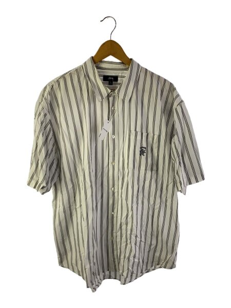 STUSSY(ステューシー) / 半袖シャツ/XL/コットン/WHT/ストライプ 