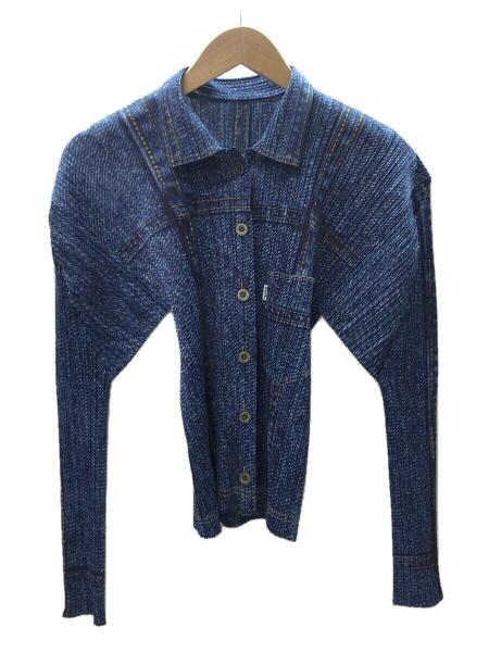 ISSEY MIYAKE プリーツプリーズ 長袖シャツ 4/27迄販売 プリーツプリーズ イッセイミヤケ ブルー シャツ 長袖