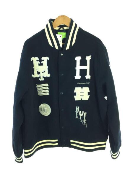 HUF(ハフ) / ワッペン/パッチワーク/スタジャン/XL/ウール/ネイビー 