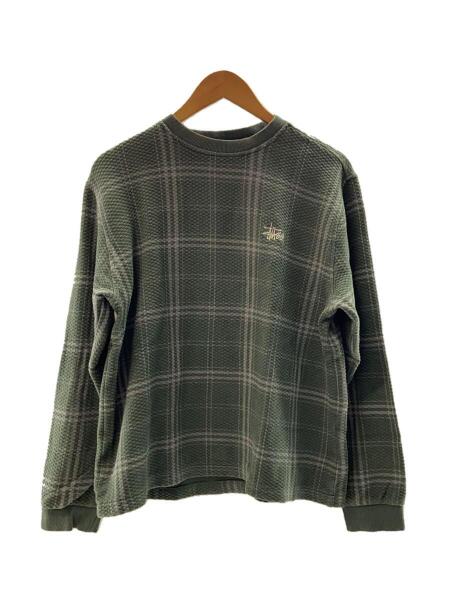 STUSSY(ステューシー) / ワッフル/スウェット/S/コットン/グリーン 