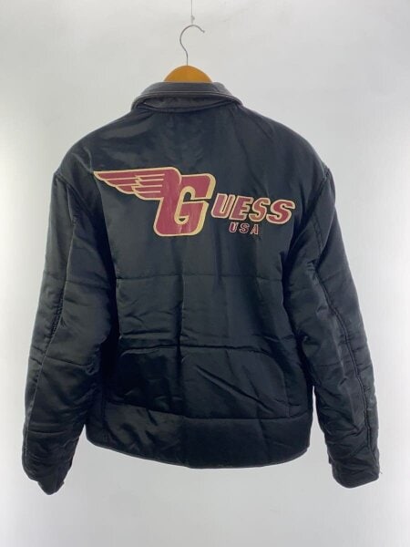 GUESS / 90s-00s/レザージャケット/S/リバーシブル/ワッペン/BLK/擦れ・色褪せあり GUESS(ゲス) / 90s-00s/レザージャケット/S/リバーシブル/ワッペン/BLK