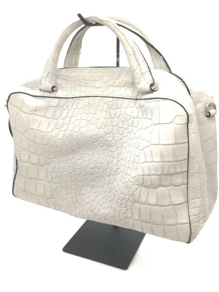 COACH(コーチ) / クロコ型押しハンドバッグ/30449/グレー/スレ有 