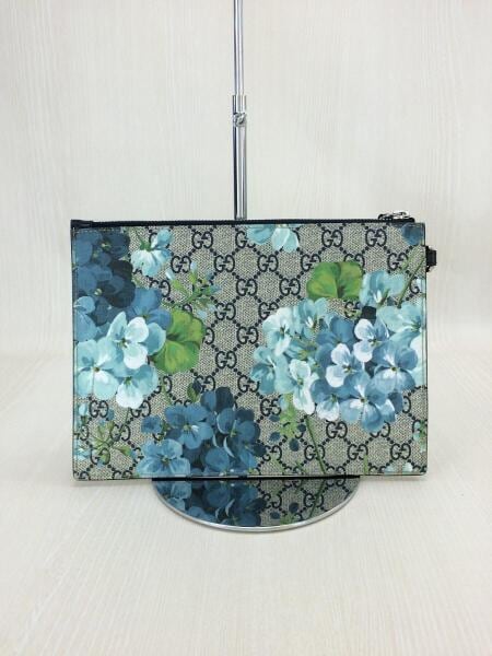 GUCCI花柄キャンバスクラッチバッグ GUCCI グッチ クラッチバッグ 花柄 グッチフラワー 紺/ブルー系