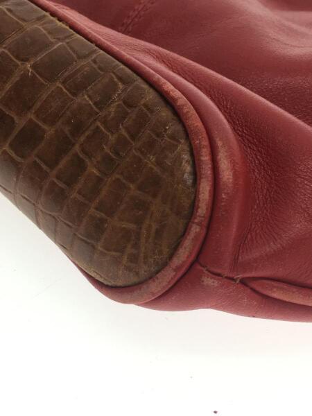 199◇BALLY レッド クロコダイル型押し ショルダーバッグ オールド