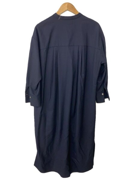 1er Arrondissement / バンドカラーウール混シャツワンピース/38/ウール/NVY/無地/B1083AFA089 1er Arrondissement(プルミエアロンディスモン) / バンドカラーウール