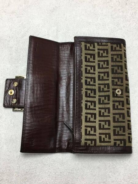 フェンディ ズッキーノ キャンバス 長財布 ブラウン ゴールド金具 財布