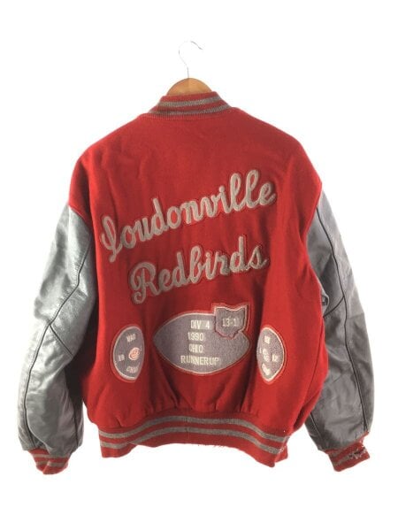 DeLONG(デロング) / スタジャン/XL/ウール/RED/90s/USA製/レザー切替