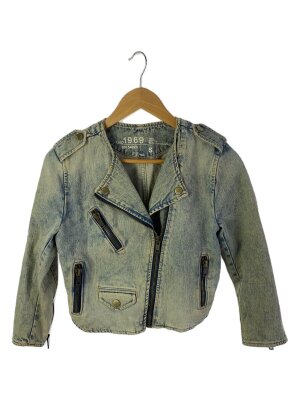 GAP◇コーティング デニム クロップド ライダースジャケット/M