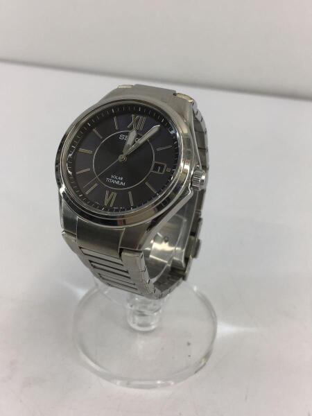 SEIKO(セイコー) / ソーラー腕時計/アナログ/BLK/SLV/V145-0BA0 | 中古 