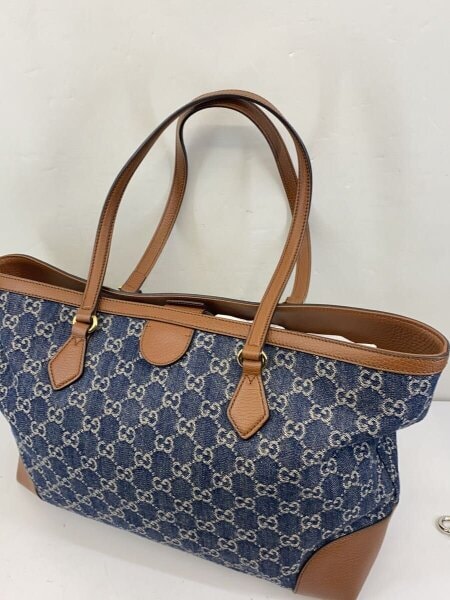 Gucci グッチ GGデニム レザー ミディアム トートバッグ 631685