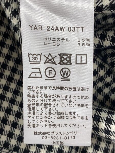 YARMO(ヤーモ) / 24AW/ジャケット/S/ポリエステル/WHT/チェック/YAR