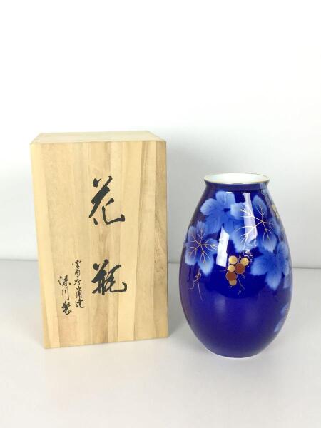 深川製磁 フカガワセイジ 呉須ブドー ゴスブドー F型9号花生 花瓶 壺 高