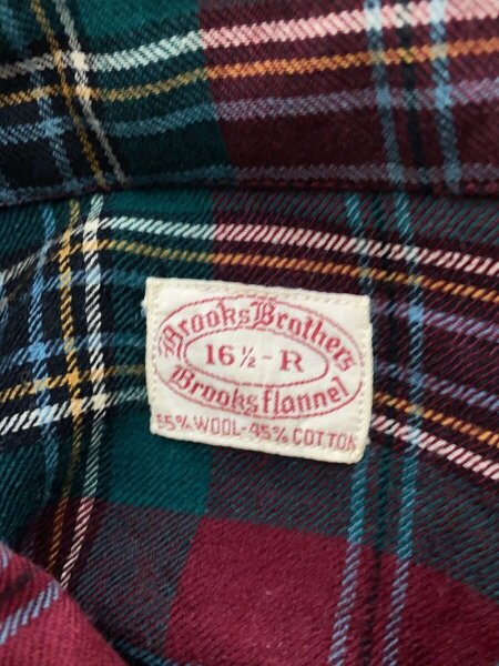 BROOKS BROTHERS / ネルシャツ/ウール/GRN/チェック/60～70s/紙タグ/SIZE:16 1/2 BROOKS BROTHERS(ブルックスブラザーズ) / ネルシャツ/ウール/GRN