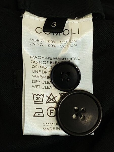COMOLI(コモリ) / 24AW/製品染め/バルカラーコート/コート/3/コットン 