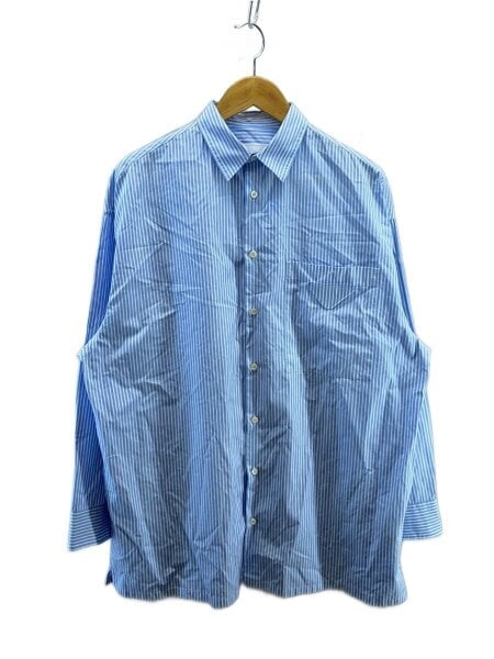 PRADA / 22SS/長袖シャツ/M/コットン/BLU/ストライプ/UCN331 S231 12U9 PRADA(プラダ) / 22ss/長袖シャツ/S/コットン/BLU/ストライプ/UCN331
