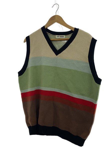 TTT_MSW(ティー) / Border Knit Vest/ボーダーニットベスト(薄手)/L 