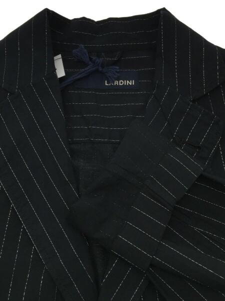 ラルディーニLARDINI ニットテーラードジャケット黒&紺ストライプXXS 
