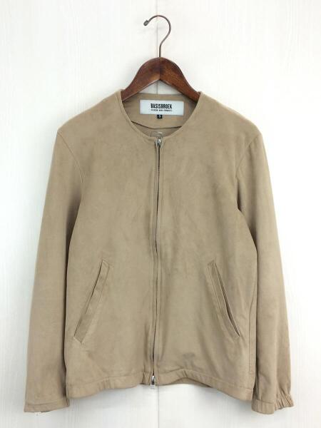 Basis broek バージスブルック BISTY エコレザースウェードノーカラージャケット ベルギーブルゾン 3 フェイクレザー BEG 古着の販売・通販なら