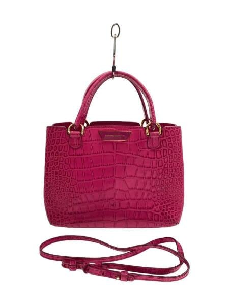 美品 アルマーニ EMPORIO ARMANI クロコ 型押し ハンドバッグ EMPORIO ARMANI(エンポリオアルマーニ) / ハンドバッグ/レザー/PNK