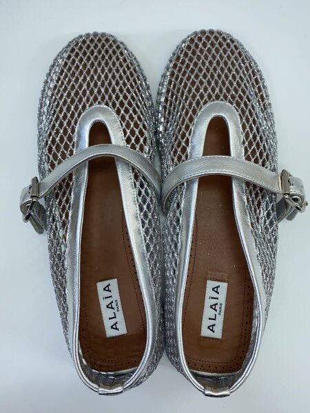 ALAIA(アライア) / ラミネートフィッシュネット製/フラットパンプス/38