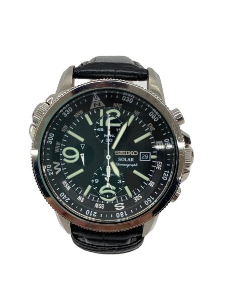 SEIKO(セイコー) / ソーラー腕時計/アナログ/レザー/SLV/V172-0AG0 