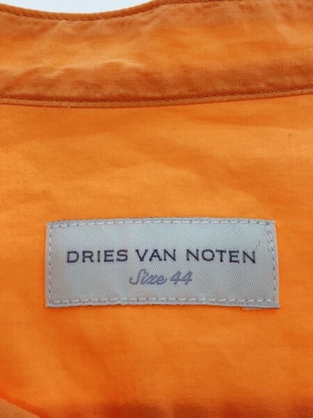 DRIES VAN NOTEN / ノーカラー/長袖シャツ/44/コットン/オレンジ/1157-343-0488 DRIES VAN NOTEN(ドリスヴァンノッテン) / ノーカラー/長袖シャツ/44