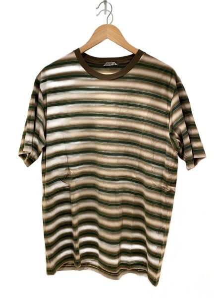 AURALEE(オーラリー) / GRADIENT STRIPE JERSEY TEE/4/コットン/BEG 