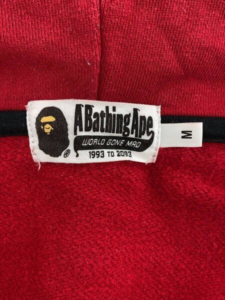 A BATHING APE◆ジップパーカー/L/コットン/RED/無地