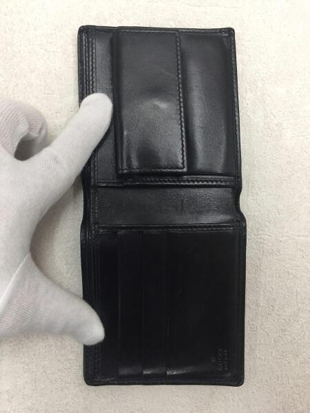 美品　GUCCI ブラックレザー 二つ折り財布　正規品 GUCCI(グッチ) / 2つ折り財布/レザー/BLK/ブラック/181659/中古/キズ有