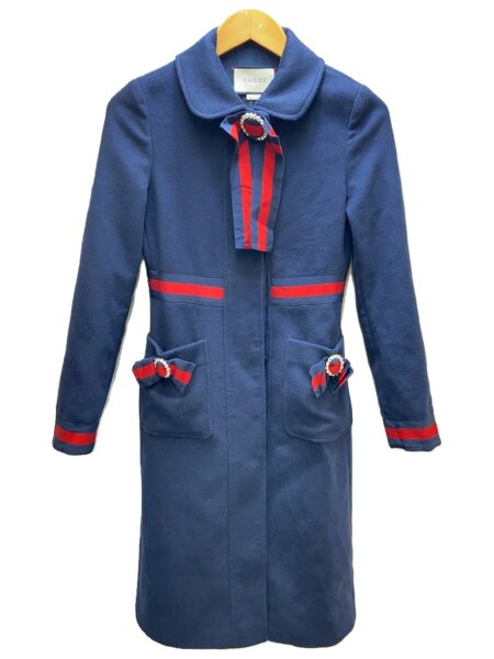 GUCCI(グッチ) / ステンカラーコート/36/ウール/NVY/無地/毛羽立ち有 