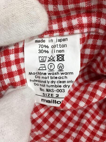 maillot(マイヨ) / 長袖シャツ/2/コットン/RED/ギンガムCK/赤×白/MAS 