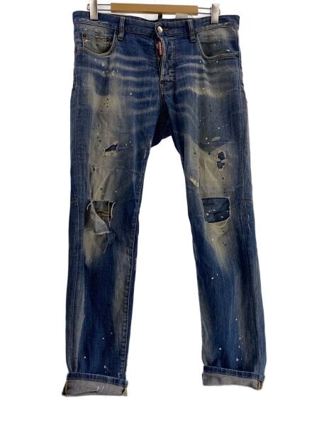 ディースクエアード  S74LB0321 ダメージペイント加工スキニーデニムパンツ メンズ 44 DSQUARED2(ディースクエアード) / スキニーパンツ/50/コットン/IDG
