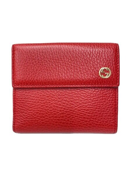 GUCCI グッチ 二つ折り財布 箱付き GUCCI(グッチ) / 2つ折り財布/レザー/RED/無地/レディース/449405