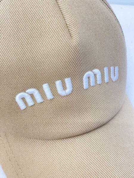 MIU MIU(ミュウミュウ) / キャップ/S/コットン/ベージュ/ロゴ 