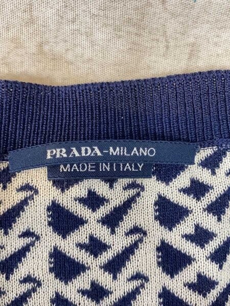 PRADA(プラダ) / 15SS/Geometric Knit/50/コットン/WHT/総柄// | 古着 