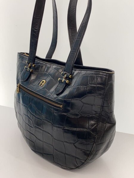 AIGNER(アイグナー) / クロコ型押しトートバッグ/レザー/BLK | 中古品 